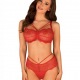 Loventy Ensemble 2 pièces en dentelle avec soutien-gorge - Rouge