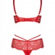 Loventy Ensemble 2 pièces en dentelle avec soutien-gorge - Rouge