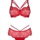 Loventy Ensemble 2 pièces en dentelle avec soutien-gorge - Rouge